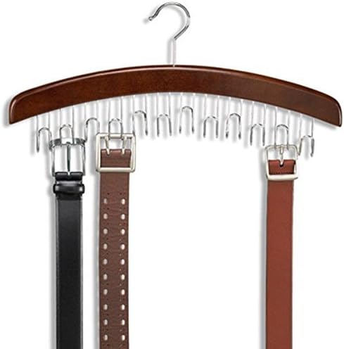 12 Hardwood Belt Tie Hanger with Chrome Hooks Wood Wooden Closet Accessory