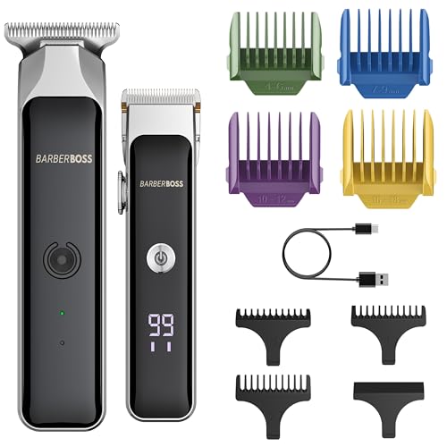 Kit tagliacapelli da uomo, senza fili, con 7 pettini, lunghezza regolabile, impostazioni a doppia velocità, ricarica USB e lame in ceramica, tagliacapelli e barba Duo per uomo