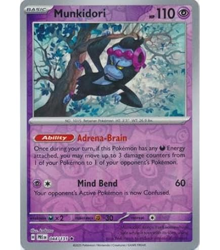 Amazon.com: Pokemon – Munkidori ex 037/064- Shrouded Fable – Double Rare  Foil – Single Card : Toys & Games