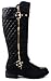 JJF Shoes Mango-21 Women's Winkle Back Shaft Side Zip Knee High Flat Riding Boots Black 10
