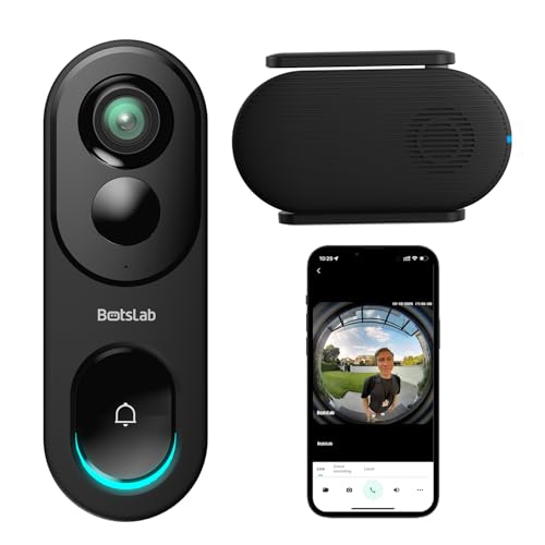 Photo 1 of ***(USED/ UNABLE TO TEST TIEM)***BOTSLAB Doorbell Camera Wireless, 5MP Video Doorbell with Homebase, 180°Panoramic View, No Monthly Fee, 2.4 GHz WiFi, AI Motion Detection, VR Mode