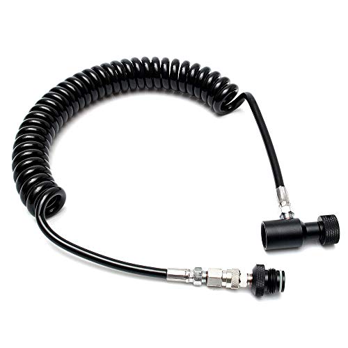 Gurlleu PCP Paintball Remote Line Coil & Fill Station Hose, G1/2 Thread, 8mm Quick Disconnet Plug Adapter for Air or Co2 HPA Tanks