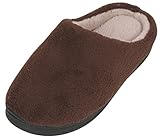 LUXEHOME Men's Slip On Indoor/Outdoor Coral Fleece Footwear/Slipper (10-11, Coffee)