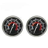 BBQ Grill Temperature Gauge Waterproof Large Face For Kamado Joe Barbecue Charcoal Grill Stainless Steel 150-900°F Cooking Thermometer For Oven Wood Stove Accessories Tool Set Up Easy (Black-2 Pack)