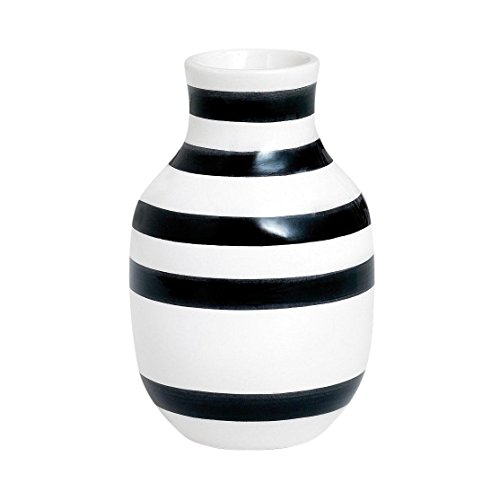 Kahler Omaggio Ceramic Vase - Height 125mm (4.9 In.) Diameter 80mm (3.1 In.) - Handmade Faience (White / Black)