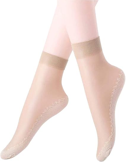 20 Paires Chaussettes Chevilles Transparentes Soie - Semelle Coton Antidérapante - Taille Unique