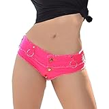 Yollmart Womens Low Rise Mini Denim Shorts Denim Thong Cheeky Jeans Shorts