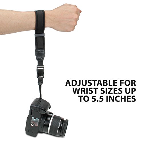 USA-Gear-Correa-para-La-Mueca-con-Diseo-De-Neopreno-Acolchado-Negro-Soporte-Cmodo-Y-Hebillas-De-Liberacin-Rpida-Compatible-con-Cmaras-DSLR-Canon-Nikon-Sony-Y-Ms