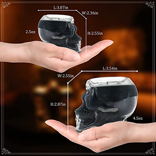 MSTR Halloween Candles Decoration, Skull Candle Decor Indoor Skull Shaped Jar Scented Candle Glasses Gifts for Party Spells Spooky Bar Skeleton Christmas Candle (2.5OZ Black)