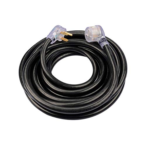 ClearMax 40 AMP Welder Extension Cord, 40 ft Indoor/Outdoor Heavy Duty Industrial 8 AWG/3C Welding Cable with Lighted End, ETL Approved (Black)