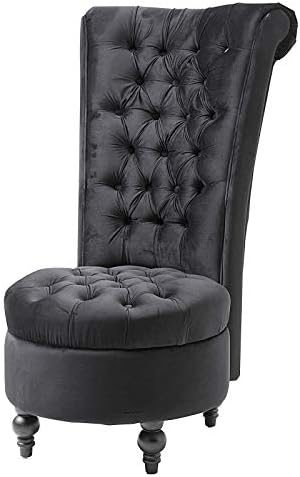 Chesterfield Design Accent Chair Rich Black Color Modern Backrest High Comfortable Princess Chair Lounge Bar High-End Office Luxury Home Furniture Upholstery Button Velvet Interior Lobby Capacity 285