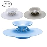 URSMART Multi-Function Drain Stopper and Drain Hair Catcher,Silicone Bathtub Drain Cover and Strainer Protector for Floor, Laundry, Kitchen and Bathroom 4 Inches (3 Pack)
