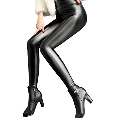 Retro sexy womens black faux leather high waisted leggings pants …