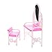 u-hoMEy Dollhouse Furniture Dressing Table and Chair for Barbies Dolls Bedroom Furniture