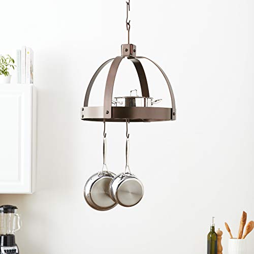 Old Dutch Dome Pot Rack with 16 Hooks, Oiled Bronze, 20" x 15.25" x 21