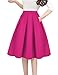 Tandisk Women's Vintage A-line Printed Pleated Flared Midi Skirt with Pockets