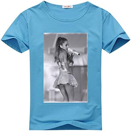 Aleeshops Ariana Grande H 2 girl's Crew Neck Tee shirt Sky Blue XL(14-16Y,Chest:92cm)