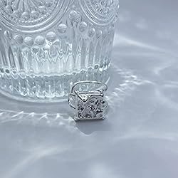 Handmade Hammered Wide Silver Ring for Women Boho