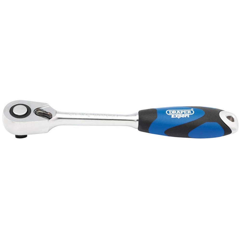 Draper 26504 1/2-Inch Square Drive 72 Tooth Reversible Ratchet with Soft Grip Handle , Blue