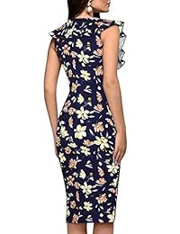 Vestido de cóctel con volantes florales y cuello en V para mujer