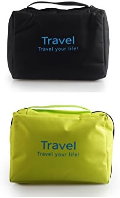 StyleTech Inc. Hanging Portable Toiletry Bags Travel Accessories Personal Items Organizers (3.) Black + Green)