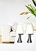 Simple Designs LT2014-WHT-2PK Valencia Brushed Nickel Mini Touch Table Lamps with Fabric Shades, White (Pack of 2)