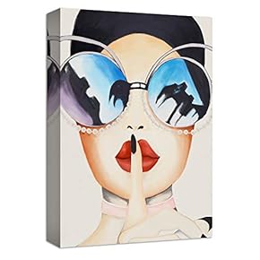 Fashion Woman Wears Unique Glass Red Lips Painting...