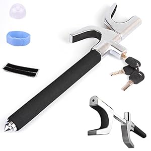 KAOKU ハンドルロック　愛車盗難防止　防犯用　自動車　超強力　セキュリティー　スペアキー 3本 ブラック