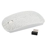 Optical Wireless Mouse - Crystal Case Rhinestone Bling USB Slimline Flat Computer Laptop Mouse (Silver)