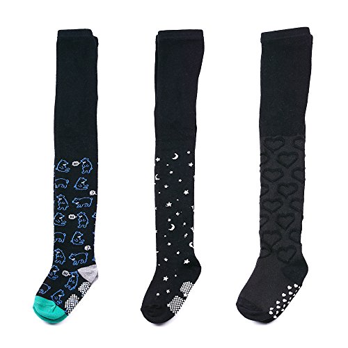 3 Pack Cotton Thick Baby Girl Legging Pant Tights Toddler Girls Panties Stockings, Bottoms with Non-Skid Grips Age 1-5 Years (3 Pack Black, 2-3 Years - Height 31.5-35.5 inch)
