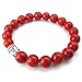 KONOV Natural Energy Stone Beads Gemstone Mens Womens Bracelet, 10mm Buddha Mala, Red Silver