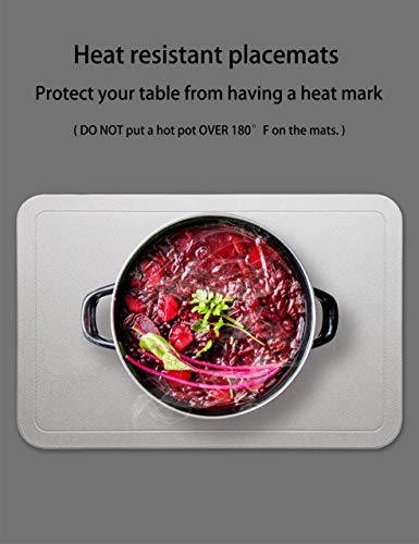 Alpiriral Dining PlaceMats Heat Resistant PlaceMats Easy to Wipe Off Scrub Vinyl Place Mats Washable Table Mats Protect A Table from Messes & with A Nice Looking (Silver, Set of 6) - Thumbnail 2