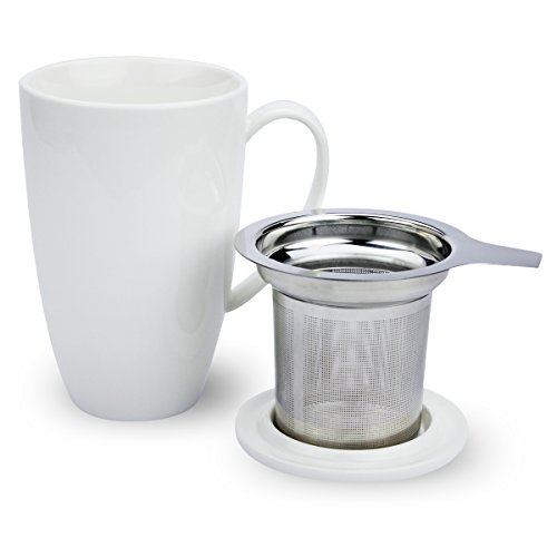 Porcelain Tea Mug with Infuser and Lid, 15 OZ by Sweese Gourmet