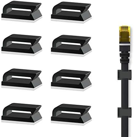 Ethernet Cable Clips Wires Clamp (Black Set of 100) with Self-Adhesive Pads Nylon Cable Holder for Telephone or Ethernet Cords Tidy and Organisers