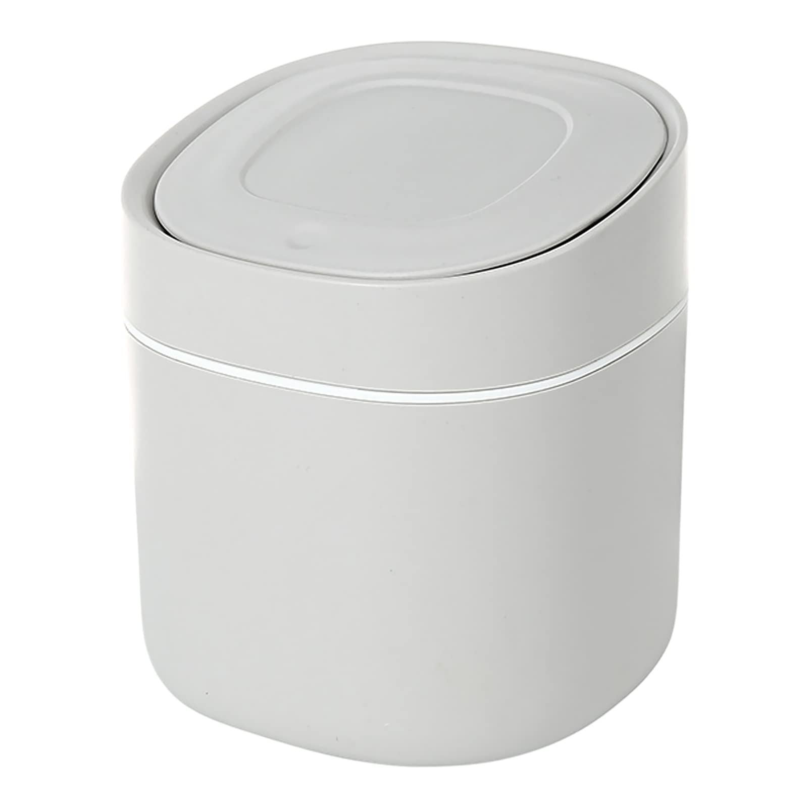 Gsrhzd Desktop Trash Can, Mini Plastic Desktop Trash Bin, Desk Bin with Lid, Mini Press Lid Wastebasket, for Family Living Room Kitchen Bedroom Bathroom Office Car Indoor, Gray