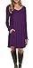 LILBETTER Women's Long Sleeve Pocket Casual Loose T-Shirt Dress (Purple L)