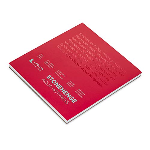 Legion Stonehenge Aqua Watercolor Block, 140lb. Hot Press, 7 by 7 inches, White, 15 Sheets (L21-SQH140WH77)