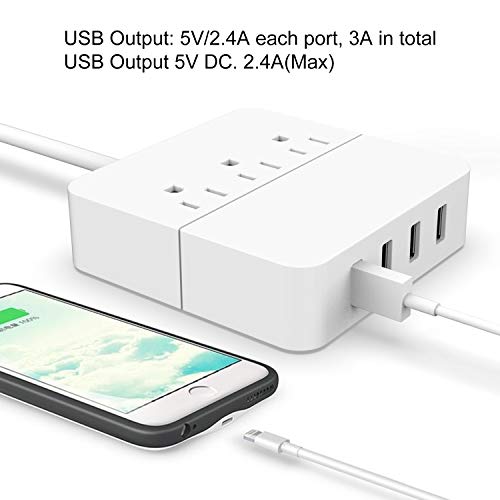 image for Yostyle Power Strip with 4 USB Charger 3 AC Outlets,Portable Surge Pro