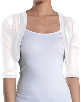 Fashion Secrets Women's Sheer Chiffon Bolero Shrug Jacket Cardigan 3/4 Sleeve