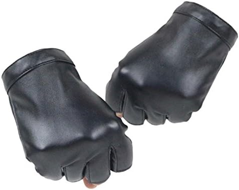 1Pair Women Heart Cutout Punk Half Finger PU Leather Gloves