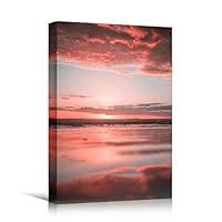 Canvas Wall Art Sun Setting into The Ocean Coastal Multicolor Photography Relax/Calm Romantics Sunset - 12x18 inches