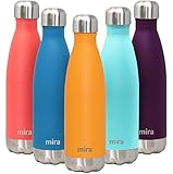 MIRA 17 Oz Stainless Steel Vacuum Insulated Water Bottle | Leak-Proof Double Walled Powder Coated Cola Shape Bottle | Keeps Drinks Cold for 24 Hours & Hot for 12 Hours | 500 ml Pumpkin