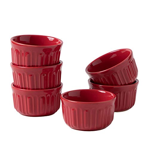 DOWAN 6 Oz Ceramic Ramekins Set Of 6 - Oven Safe Custard Cups For Creme Brulee, Souffle, Baking - View #2