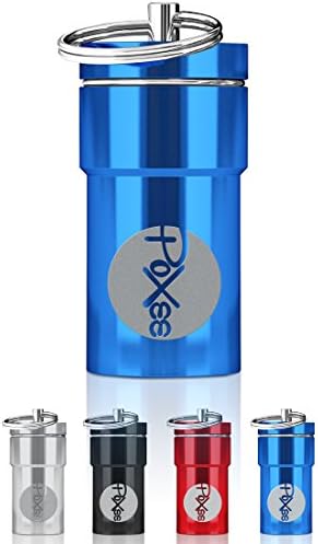 Aluminum Stash Jar - Airtight Container with Screw Lid &amp; Key Ring - Waterproof, Odor Proof, &amp; Rust Proof, Portable Storage, Anodized Surface - Blue