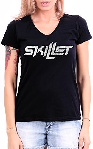 Skillet Black Ladies Rock Band V-Neck T-Shirt New