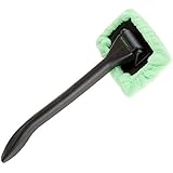 Windshield Cleaner with Microfiber Cloth, Handle and Pivoting Head- Glass Washer Cleaning Tool for Windows By Stalwart (Green)