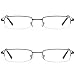 DOUBLETAKE Reading Glasses - 2 Pairs Compact Case Semi Rimless Readers