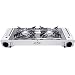 GAS ONE GS-2000 Dual Fuel Double Portable Propane or Butane Stove with Camping and Backpacking Gas Twin Stove Burner with Carrying Case (Stainless Steel & White) primary