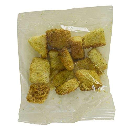 Fresh Gourmet French Garlic Croutons Single Serve 0.5oz - 100 Pack Bulk Case for Salads & Toppings