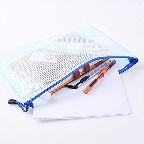 Koogel Zipper File Bags, 12Pcs Plastic Zip Envelopes Multiple Sizes Plastic Document Bags for School and Office Supplies A4 A5 A6 B4 B5 B6